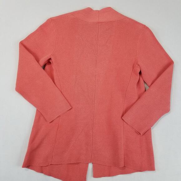 Eileen Fisher Cardigan Womens Small Coral Silk Organic Cotton Interlock Knit - Picture 2 of 9